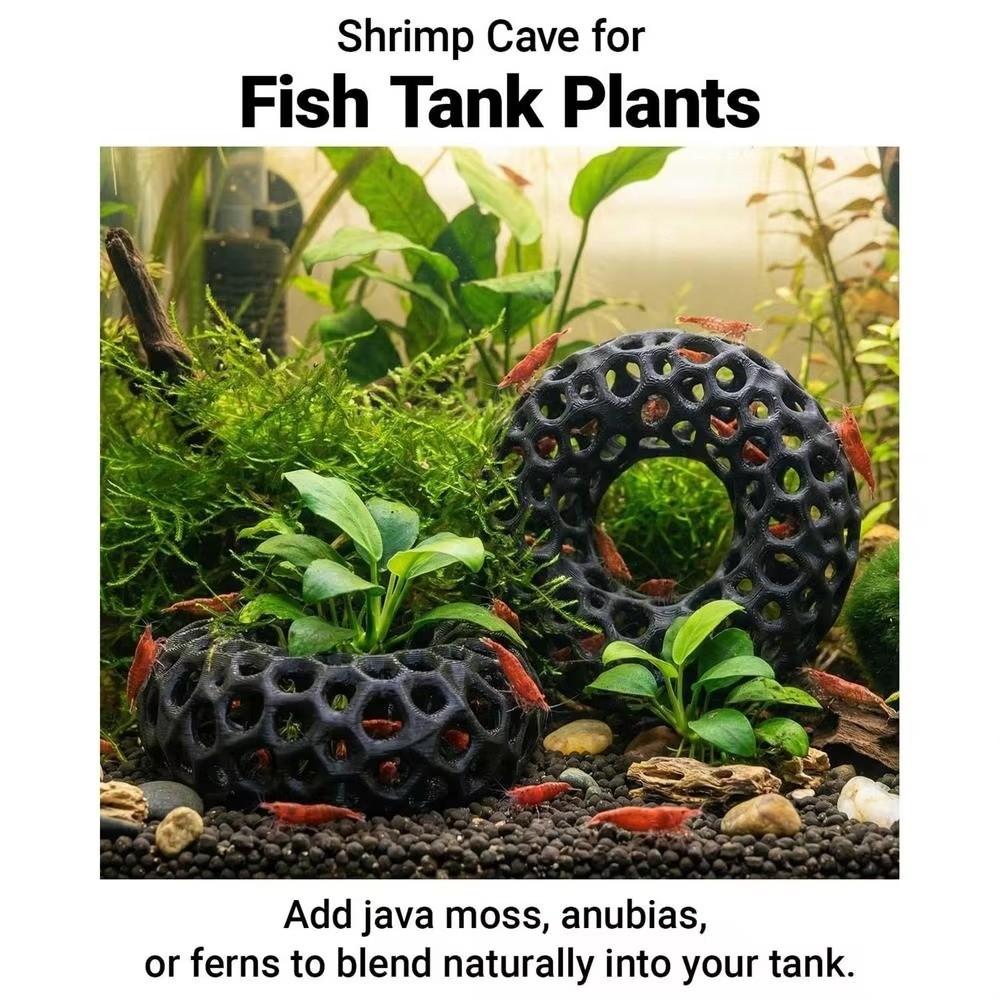 Hollow Round Aquarium Fish Shelter 3D Printed Shrimp Shelter Cave Fish Tank Decor
