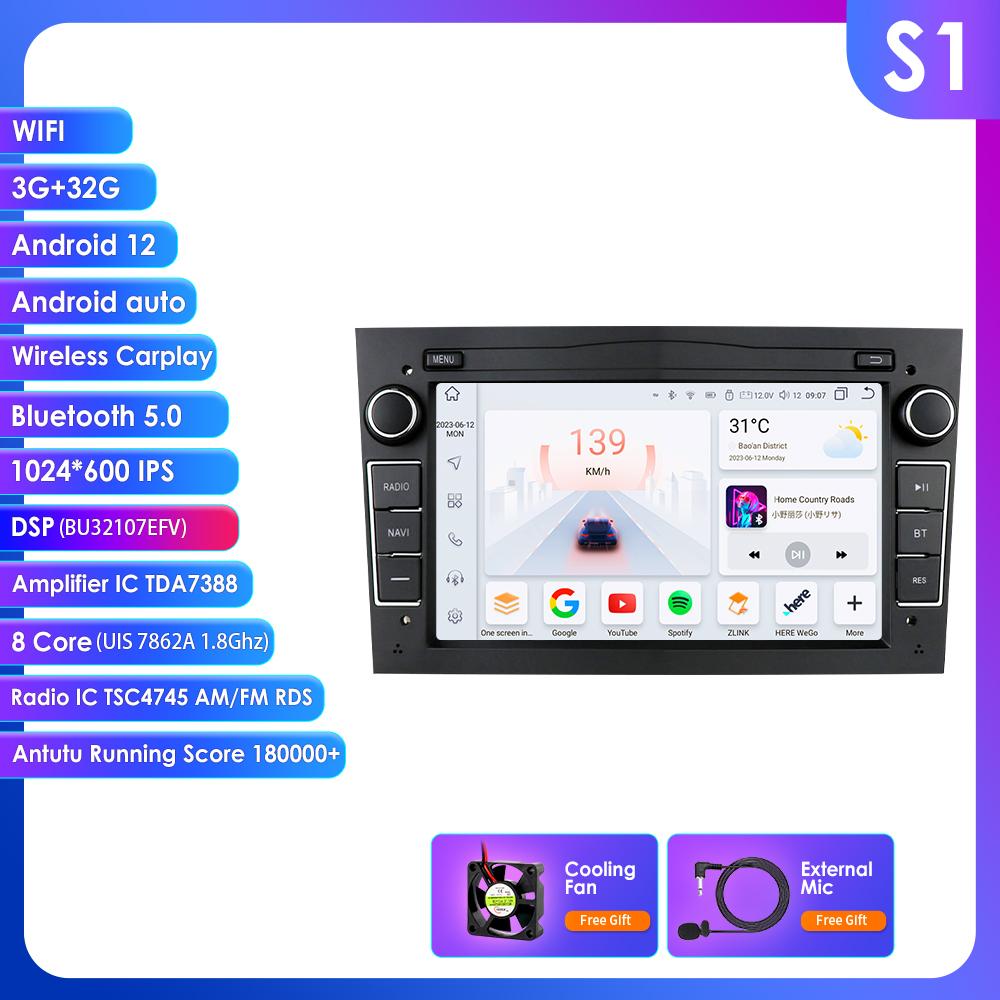 OSSURET Intelligent 8G 128G Android 12 Car Radio For Opel Astra H J 2004 Vectra Vauxhall Antara Zafira Corsa C D Vivaro Meriva 4G Carplay GPS Player