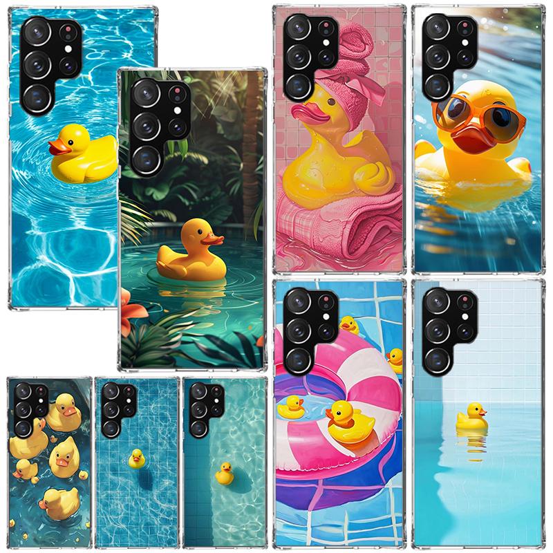 Rubber Ducks Swimming Pool Phone Case For Samsung Galaxy S26 S25 Edge S24 FE S23 S22 Ultra S21 Plus S20 + Art Fundas Back Cover