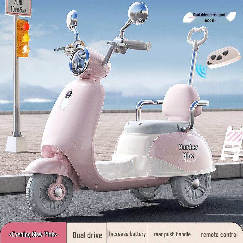 Детский электрический трехколесный велосипед 2024 года для мальчиков и девочек, возраст 3-12 лет, с большим запасом хода, можно толкать.