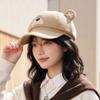 Octagonal hat corduroy bear ears beret female autumn and winter cute bow newsboy hat shows small face