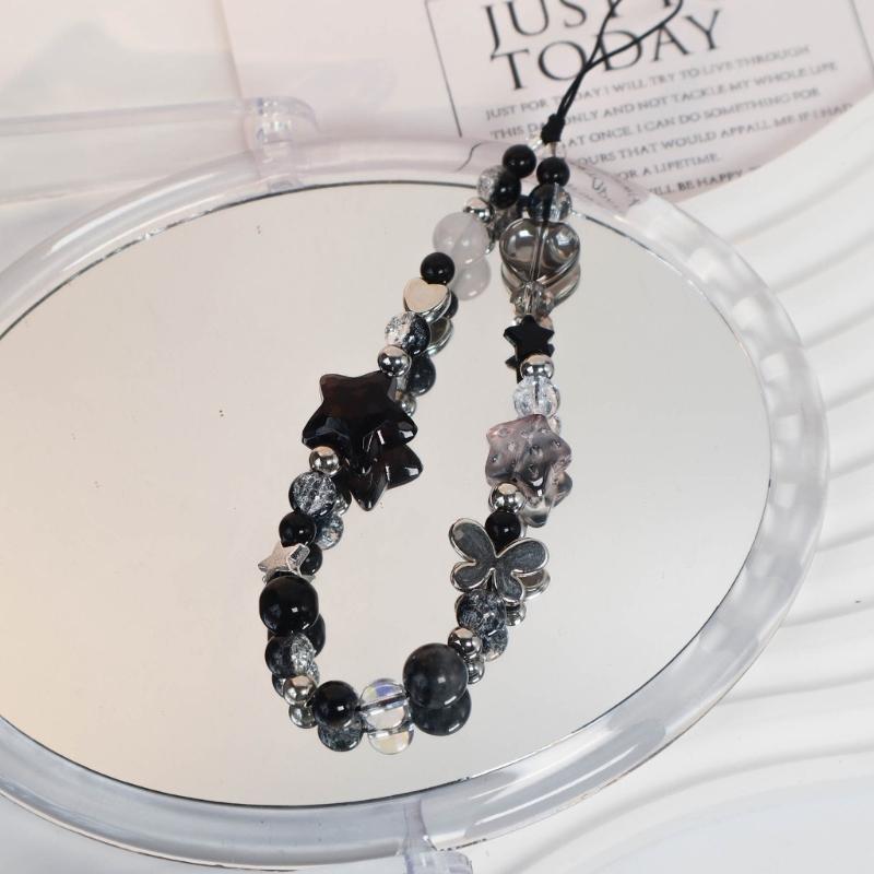 Fashion Cute Cellphone Lanyard Bracelet Mobile Phone Strap Elegant Colorful Beaded Pendant Antilost Wrist Chain Jewelry