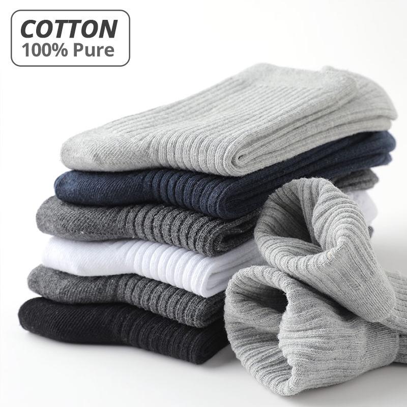 100% Pure Cotton Men Socks Casual Business Stripe Deodorant Breathable Man Travel Summer Winter Sock
