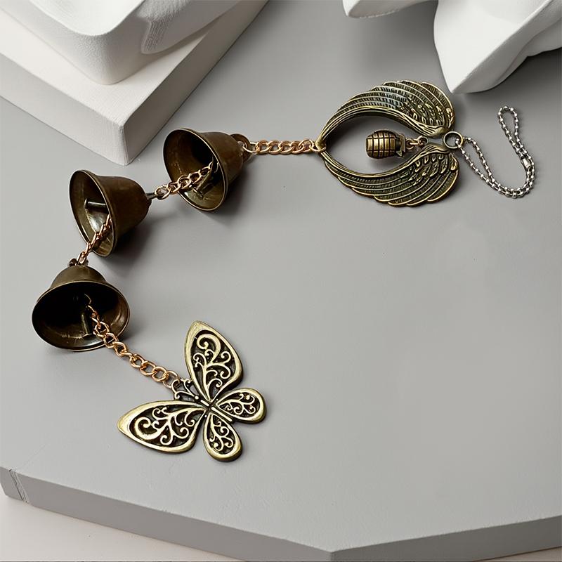 Butterfly Vintage Alloy Wind Chime Hanging Decor Home Wall Door Decoration Metal Bell Pendant Outdoor Garden Door Knob Charm