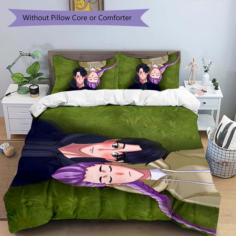 KPOP Hunter 3pcs Bedding Set Duvet Cover Closure Includes 1 Duvet Cover & 2 Pillowcases for All Seasons Bedroom Home Dorm Decor