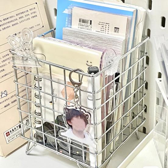 Железная полка для хранения, полая большая вместительная корзина для хранения из нержавеющей железной проволочной сетки, домашний офис, ванная комната, настольный чехол-органайзер