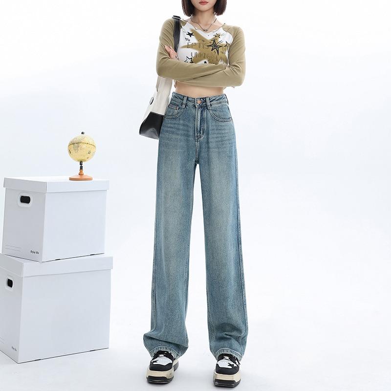 Женские модные джинсовые мешковатые брюки с высокой талией, винтажные джинсы Harajuku с широкими штанинами, утягивающие повседневные брюки