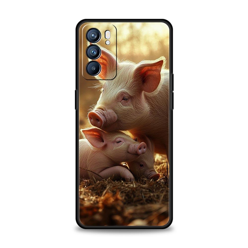 Милый Чехол для Телефона в Виде Свинки Для Oppo A17 A31 A54 A57 A78 A79 A98 Find X5 X6 Reno 6 7 8 10 11 12 13 F Pro 5G Мягкий ТПУ Чехол Fundas Capas
