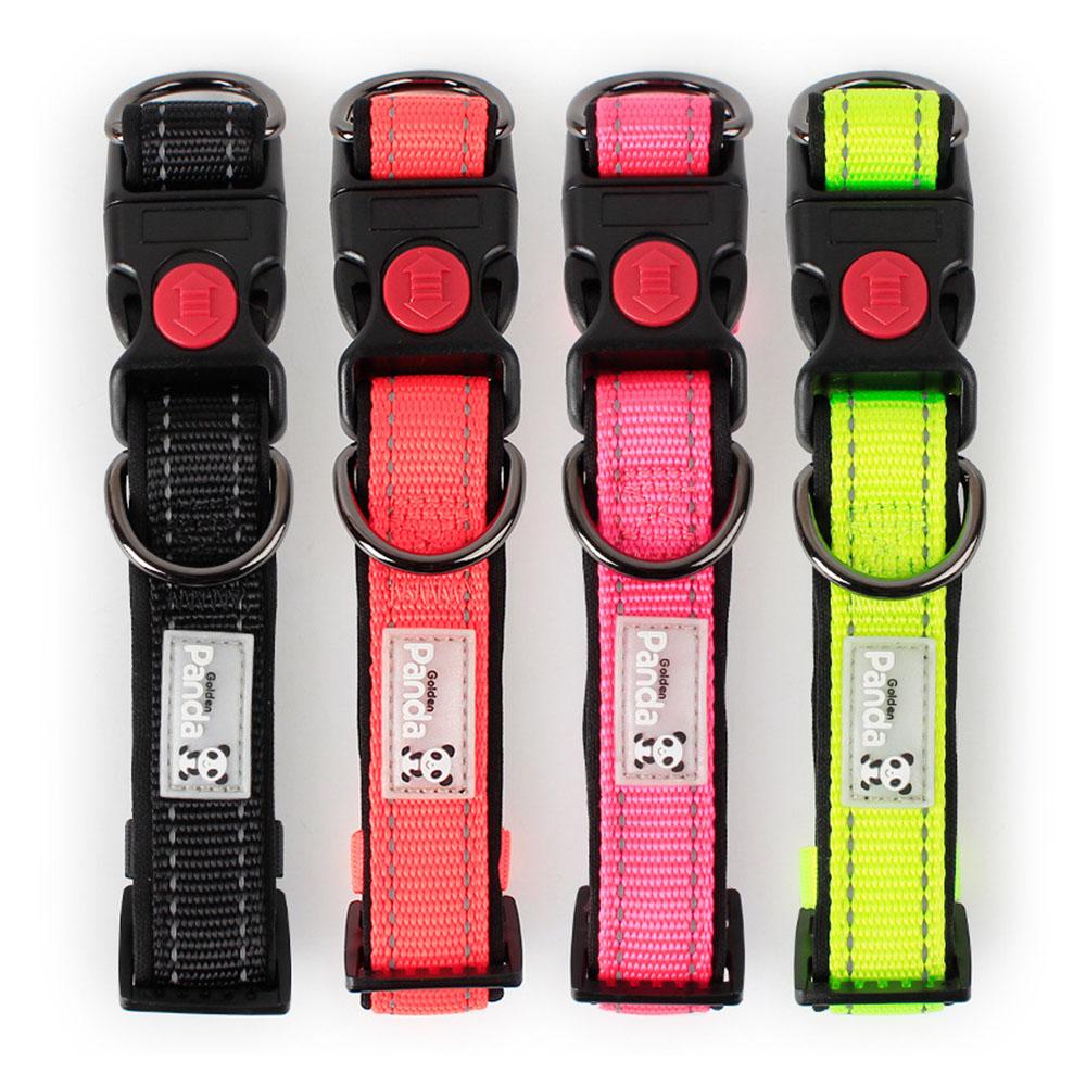 Reflective Dog Collar Soft Neoprene Padded Nylon Pet Puppy Collar Adjustable Medium Large Dog Collar with Quick Release Buckle