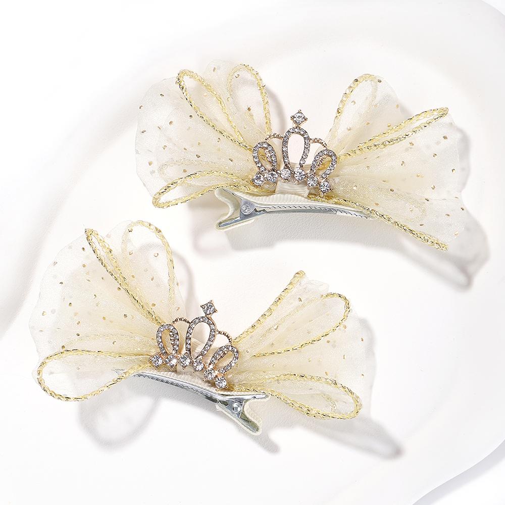 2pcs/set Lovely Lace Bows Hair Clips for Girls Sweet Solid Color Gauze Clip Soft Hairpins Pink Princess Kids Hair Accessories