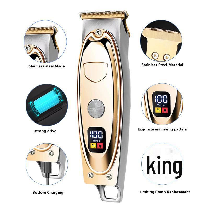 Профессиональная беспроводная электрическая машинка для стрижки волос с ЖК-дисплеем