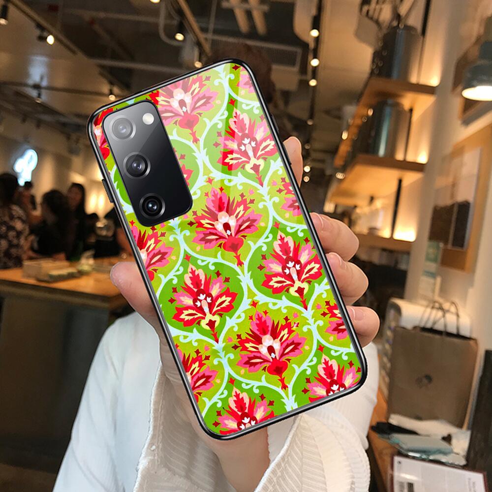 Art Flowers Banana Leaf Tempered Glass Shell Phone Case For SamSung Galaxy S8 S9 S10E S20 S21 S5 S30 Plus S20 Fe 5G Lite Ult