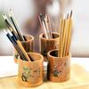 Бамбуковый резной круглый многофункциональный держатель для ручек школьный офисный рабочий стол креативные демонстрационные принадлежности канцелярский ящик для хранения