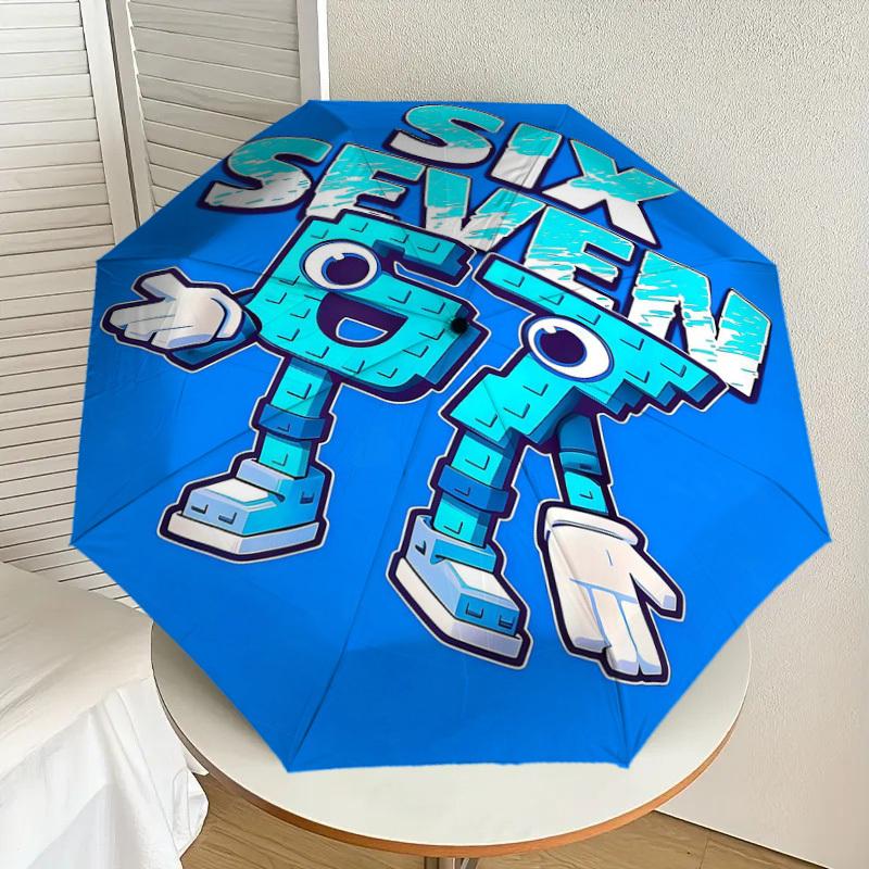 1PC Six Seven Bot Umbrella-8-Rib Reinforced, Automatic Open, Lightweight & Durable, Cute Fashion Accessory for Outdoor-T303