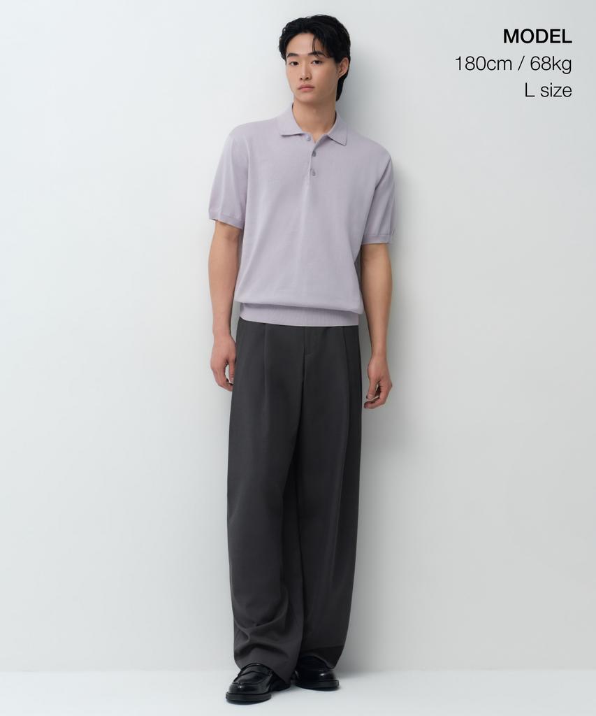 MUSINSA STANDARD Washable Supima Cotton Knitted Polo Shirt [Purple Grey]