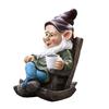 Кресло-качалка, фигурка гнома из смолы, держащая кофейный гном, статуэтка эльфа, скульптура для внутреннего и наружного использования, сада, патио, двора, газона, украшение, орнамент