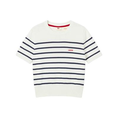 Levis Полосатая Повседневная Удобная Трикотажная Футболка с Круглым Вырезом и Коротким Рукавом Женская Футболка 0051J-0001