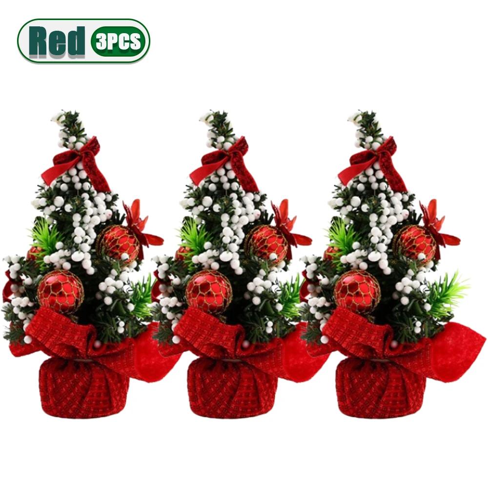 1-10PCS Mini Christmas Tree 20cm Desktop Decor with Gift Box Creative Holiday Ornament for Kids Room Office Party Decoration