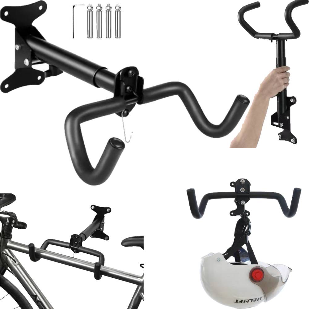 Bike Hanger Bike Holder For Wall Hooks Adjustable Foldable + Hook