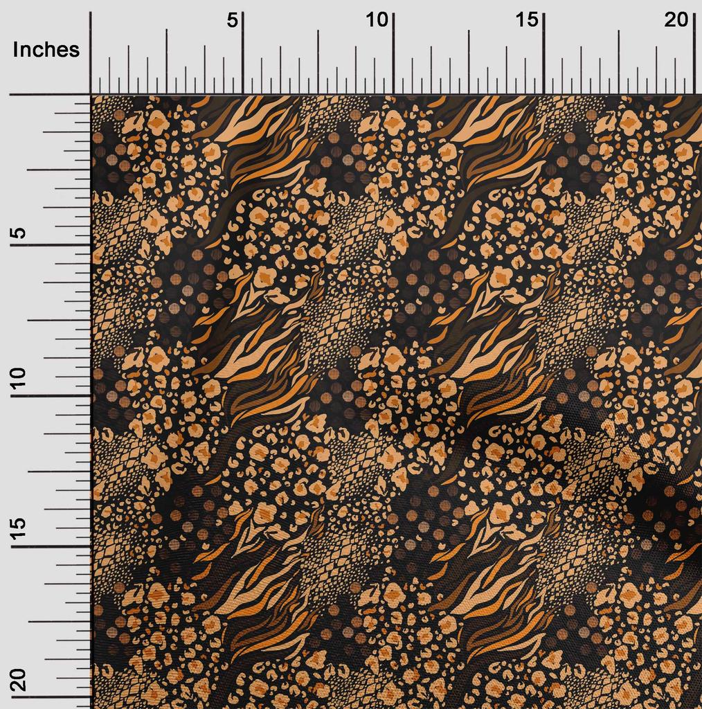 oneOone Cotton Poplin Green Fabric Animal Skin Dress Material Fabric Print Fabric By The Yard 42 Inch