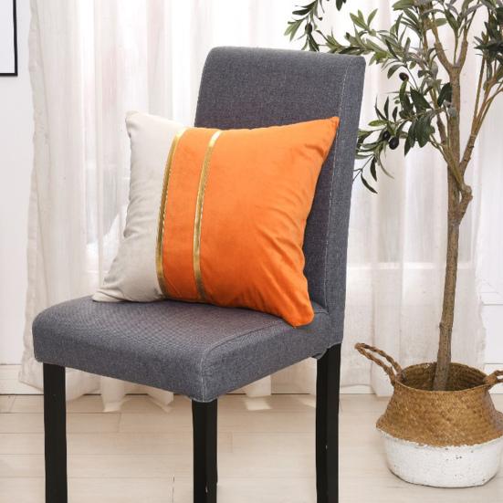 Pillow Case Plush Two-color Splicing Throw Pillow Cover Soft Stylish Decorative Cover with Hidden Zipper for Home