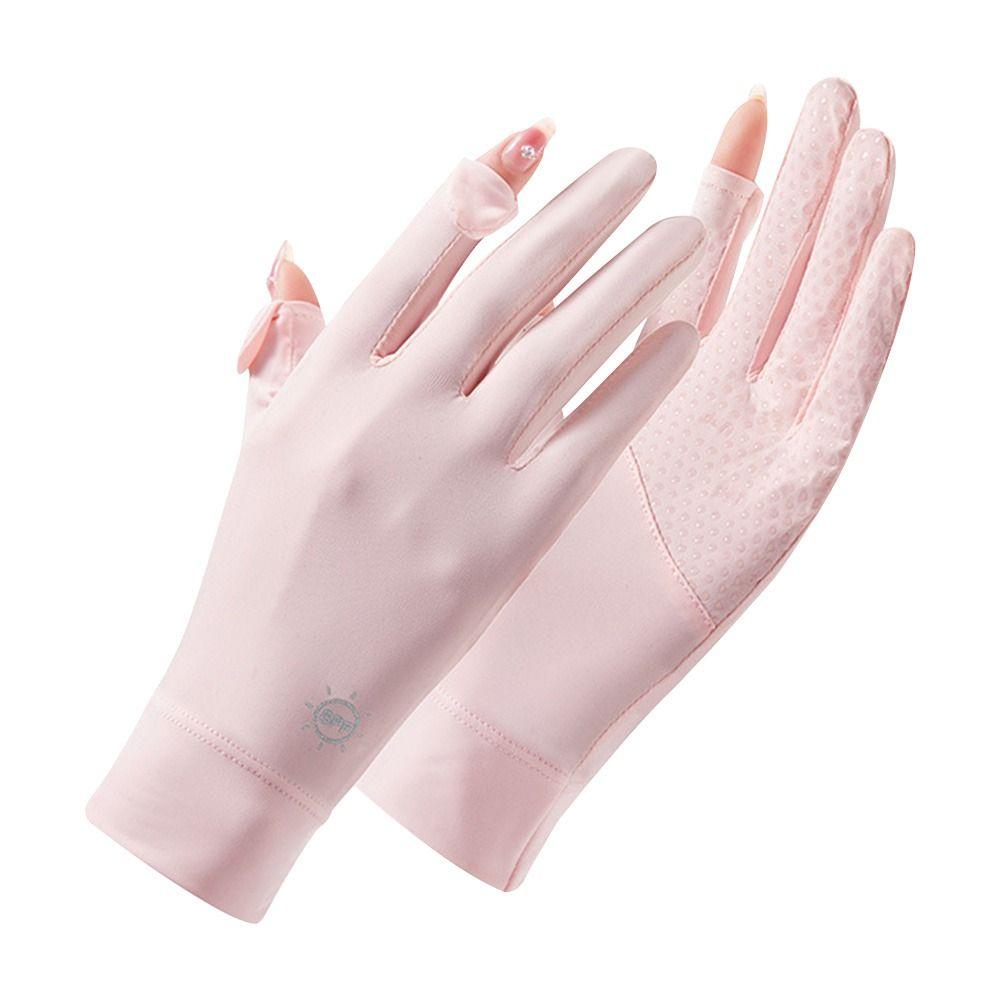 Нескользящие анти-УФ сенсорные женские перчатки варежки перчатки Ice Silk перчатки солнцезащитные перчатки