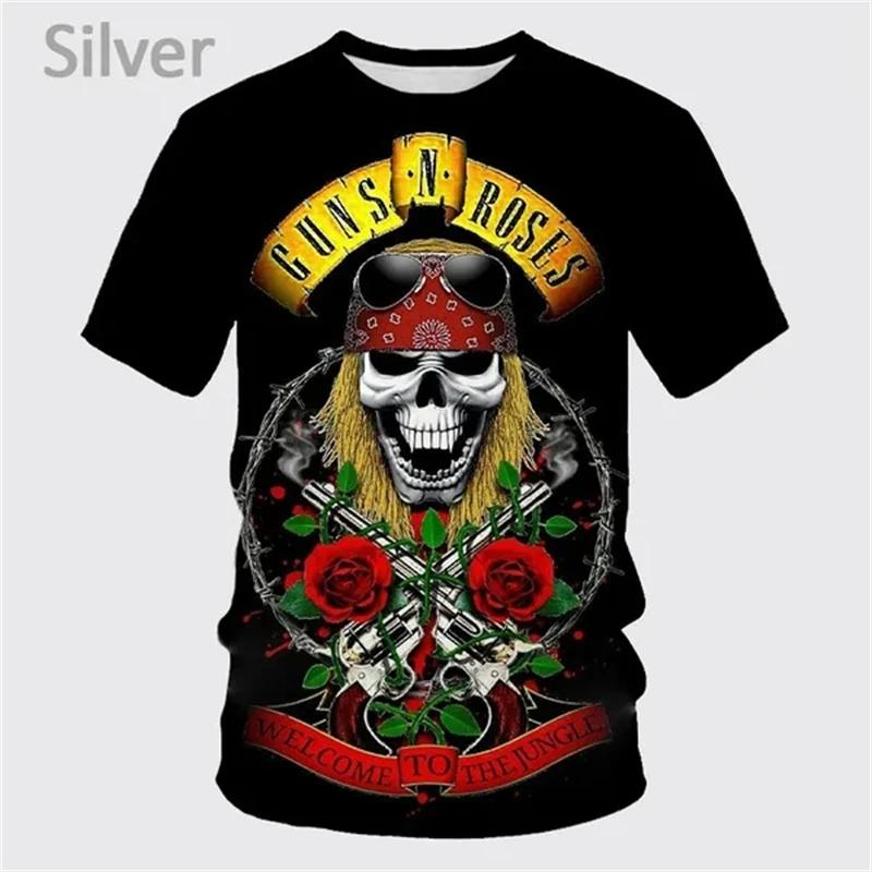 Новая летняя футболка Guns Rose Rock Band с 3D-печатью, мужская, с коротким рукавом, в стиле хип-хоп, унисекс, повседневная, модная, спортивная, панк-топы