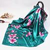 Fashion Kerchief Women Neck Scarf Floral Print Shawls and Wraps Silk Satin Hijab Scarfs For Ladies 90CM