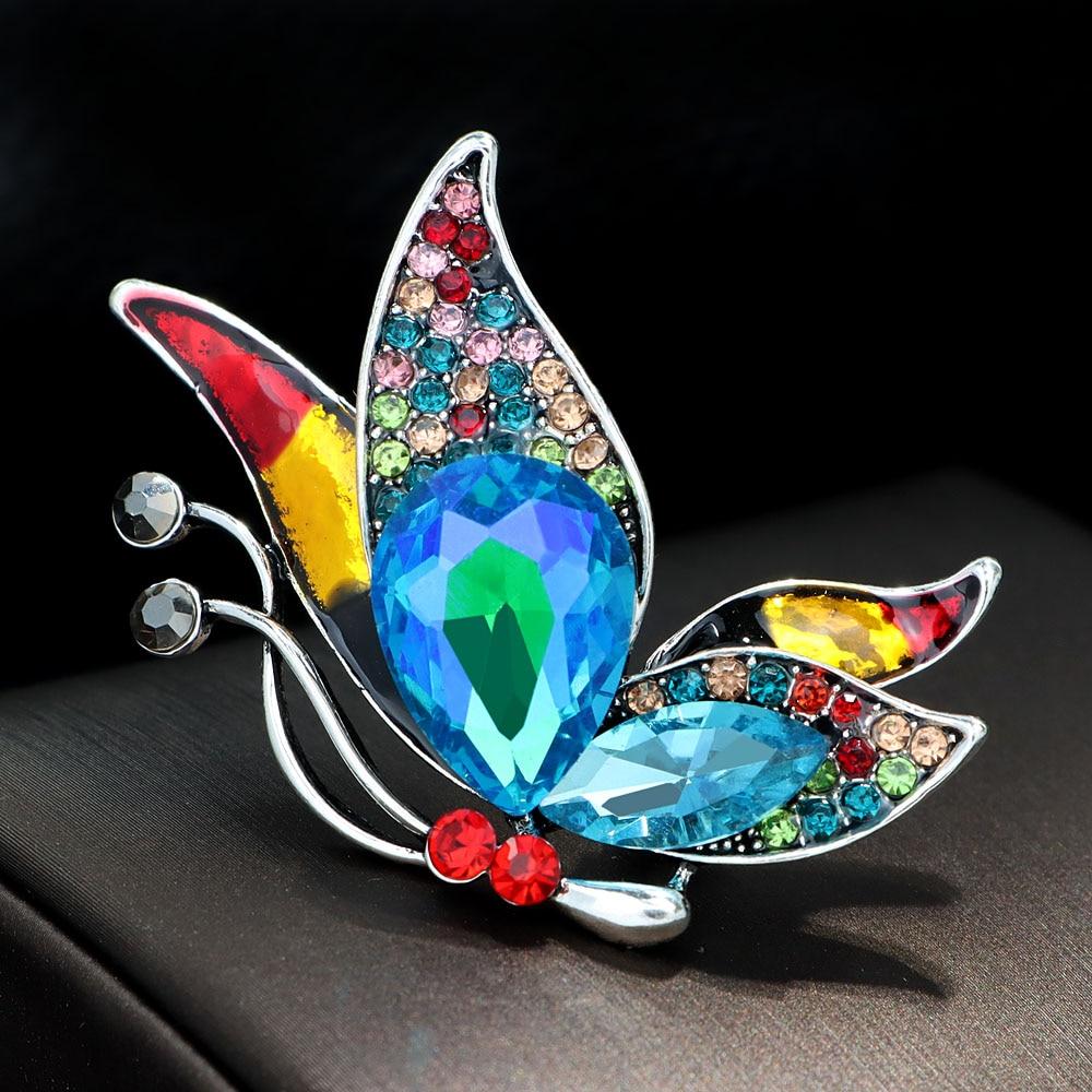 Blucome Броши-бабочки со стразами для женщин, модная булавка с насекомыми, 4 цвета, доступные ювелирные изделия для свадебной вечеринки, высокое качество