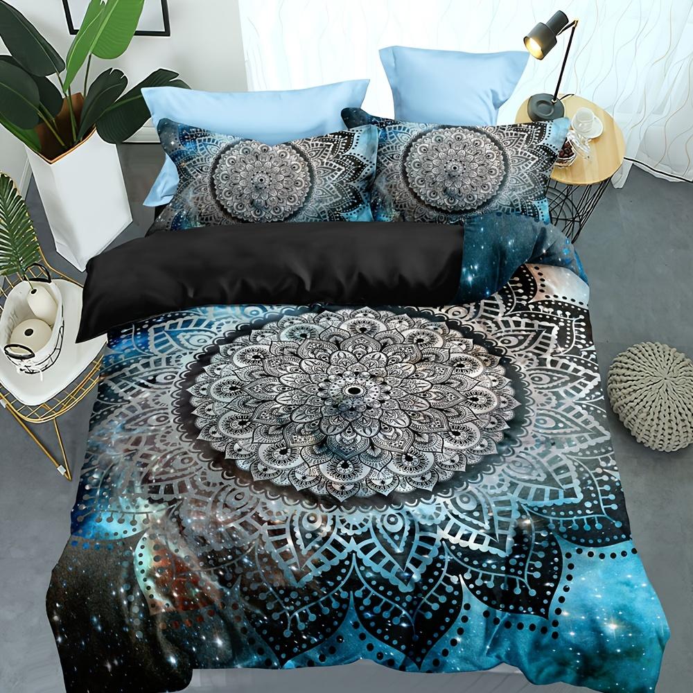 3Pcs Mandala Bedding Galaxy Ramadan Decoration Guest Room Duvet Cover Set (1Pc* Duvet Cover + 2Pcs Pillowcase, No Pillow Core)