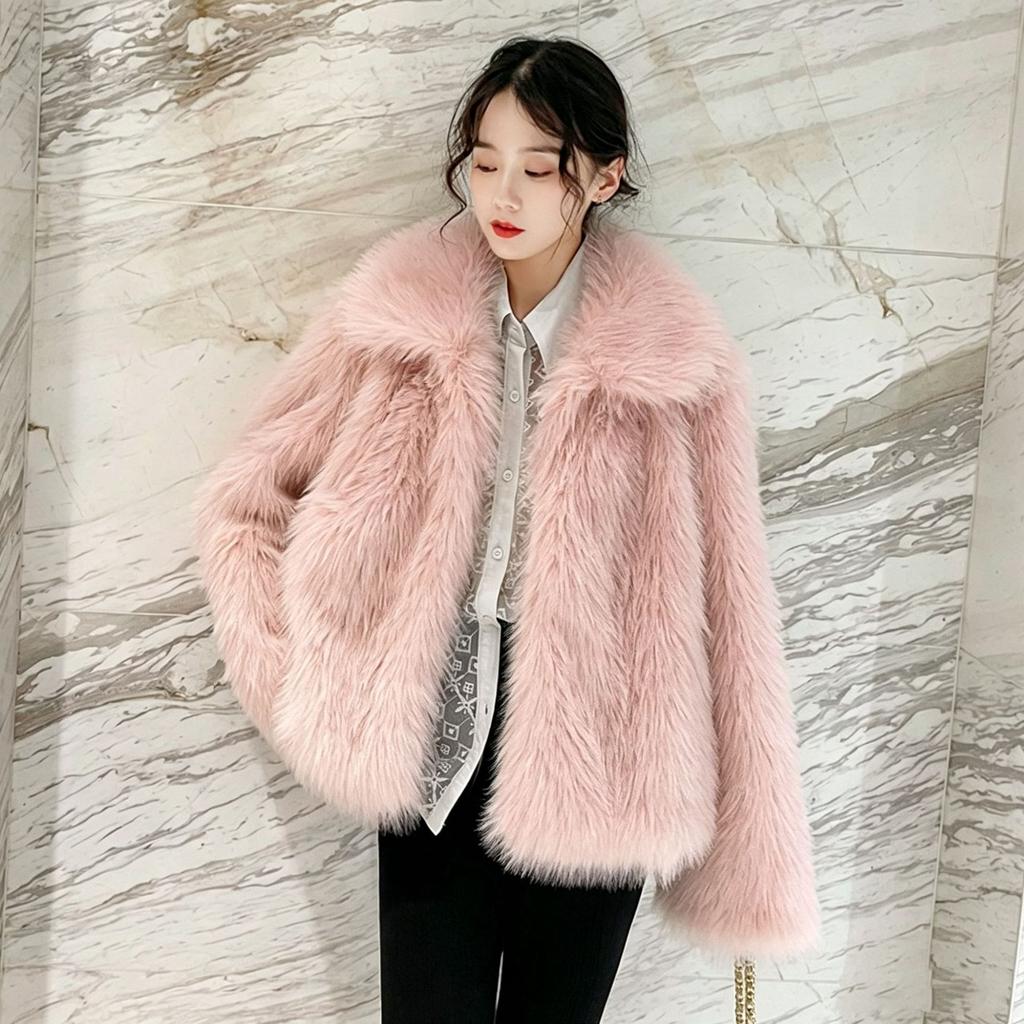 Autumn and winter new imitation fox fur environmentally friendly light thickened short coat jacket padded short