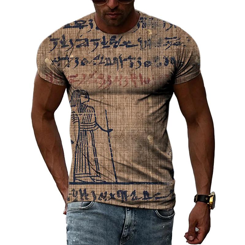 Ancient Egyptian Civilization 3D Printing Summer Hot Sale Retro Literature And Art Men’s-Women Short-Sleeved Round Neck T-shirt