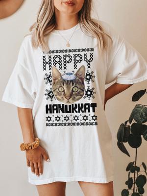 Custom Hanukkah Shirt Funny Cat Photo Custom Hanukkah Gift for Cat Owner Hanukkat Shirt Meowzel Tov Shirt Hannukah Shirt Chanukah Sweater