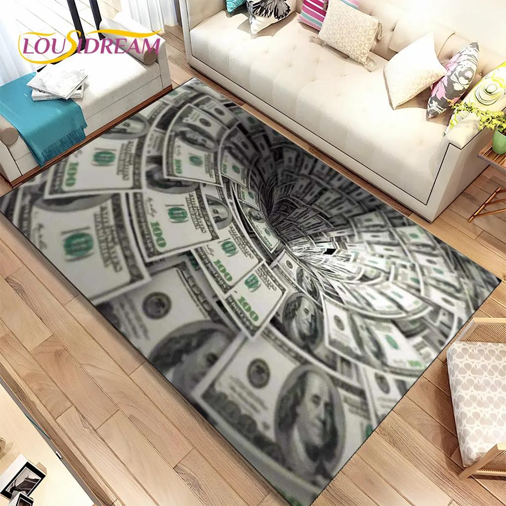 3D иллюзия, доллар, евро, деньги, узор, коврик, ковер для дома, гостиной, спальни, дивана, коврик для двери, детский нескользящий напольный коврик
