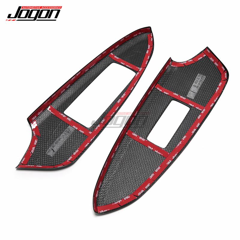 LHD 2pcs Carbon Fiber Car Interior Door Window Lift Switch Button Panel Cover Trim For Lexus RC F RC300 RC350 F Sport 2014-2024