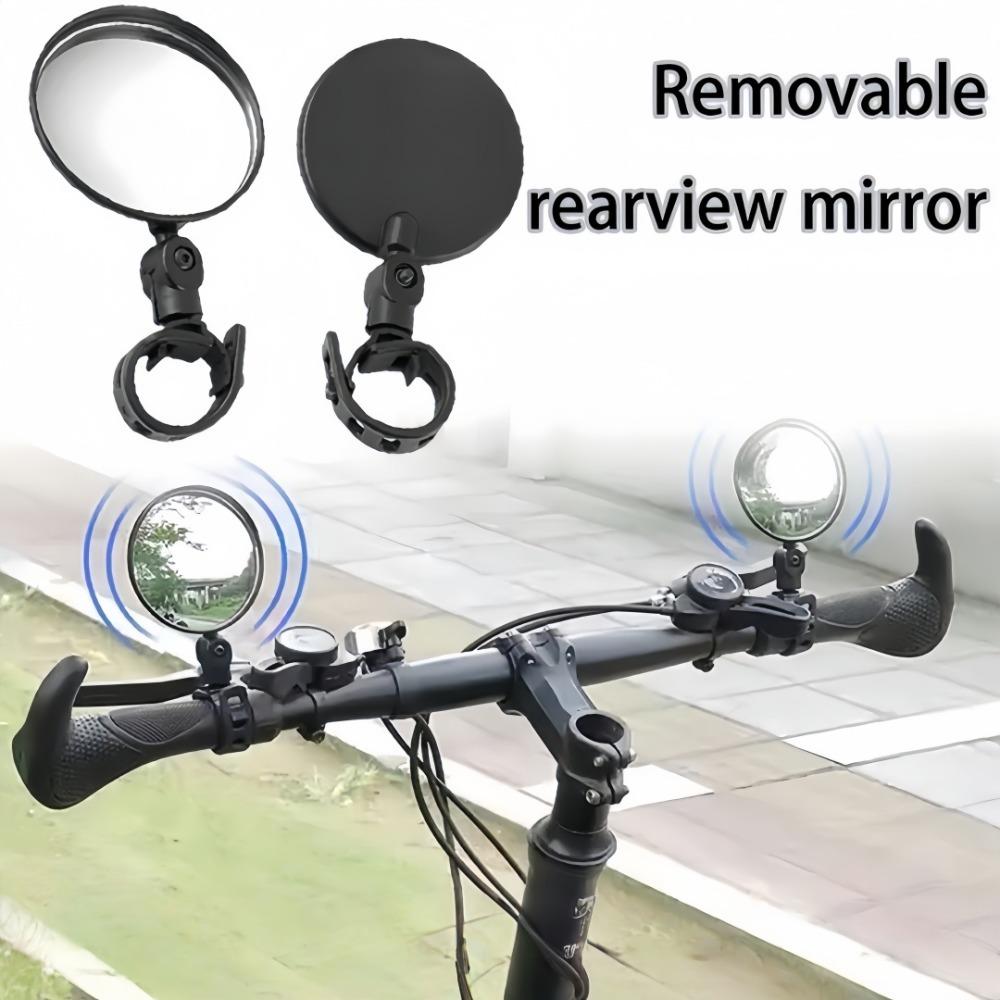 2PCS Bicycle Plastic Rearview Mirror 360 Degree Adjustable Rotatable Universal Cycling Handle Rearview Safety Lens for MTB Bike