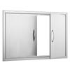 BBQ Access Door, 889x610 mm Double Outdoor Kitchen Door, Stainless Steel Flush Mount Door, Wall Vertical Door with Handles, for BBQ Island, Grilling