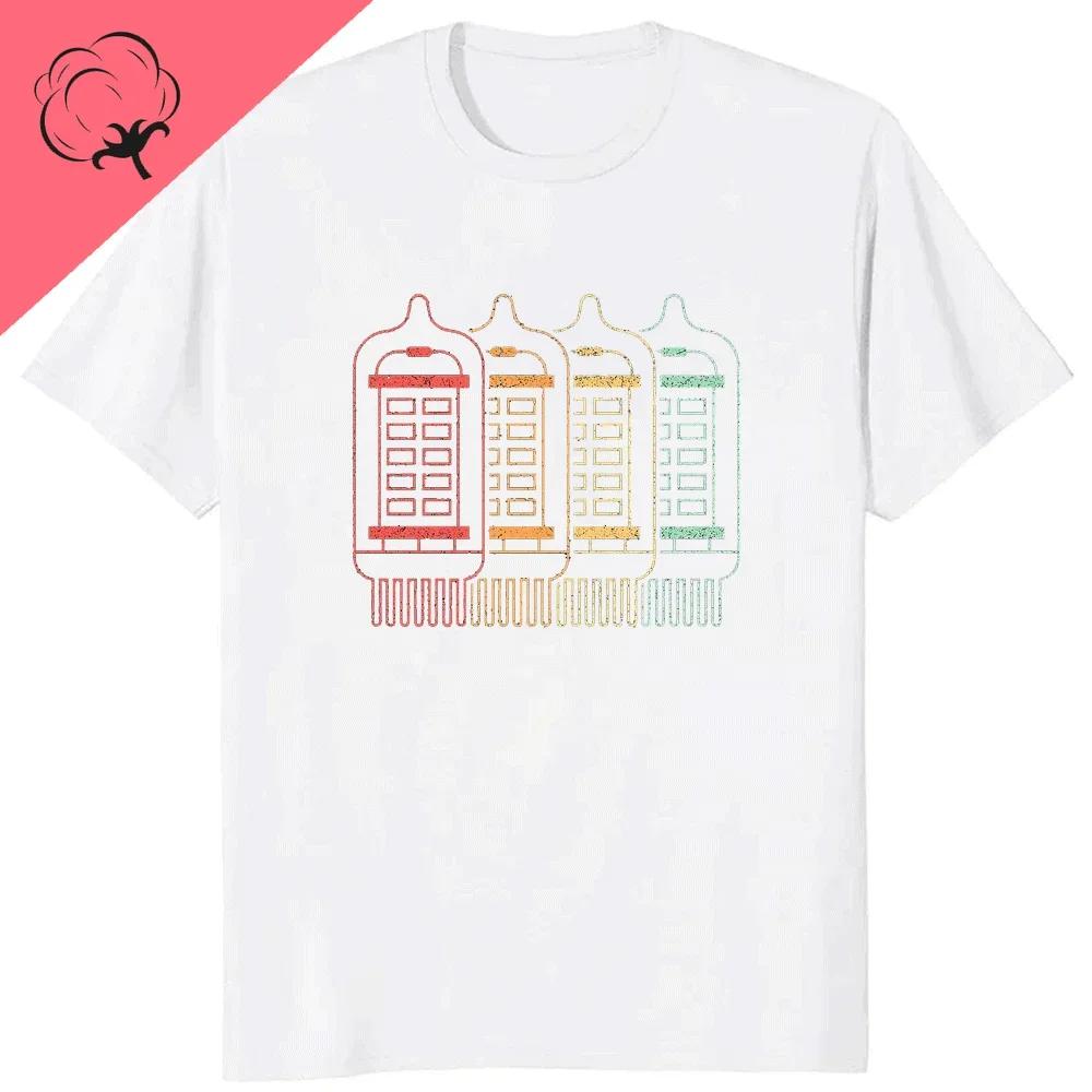 Vintage VU Meter Sound Engineer Analog Electronic O-Neck Cotton T Shirt Men Audio Engineer Recording Studio Funny Tshits Men Top