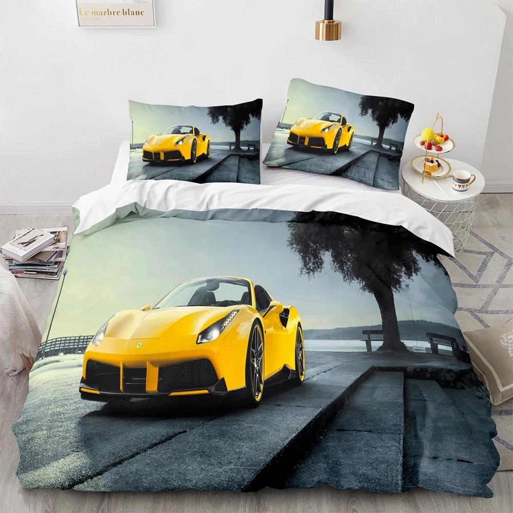 Комплект постельного белья Sports Car Racing Single Twin Full Queen King Size SUV Truck Bed Set Aldult Kid Bedroom Duvetcover Sets Men Boy Gift