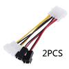 2pcs 4Pin Molex To 3-Pin Fan Adapter Cable Large 4P To Fan 3 Pin Power Supply 2 Way 12V 2 Way 5V Dual Wire Fan Adapter Cord Wire