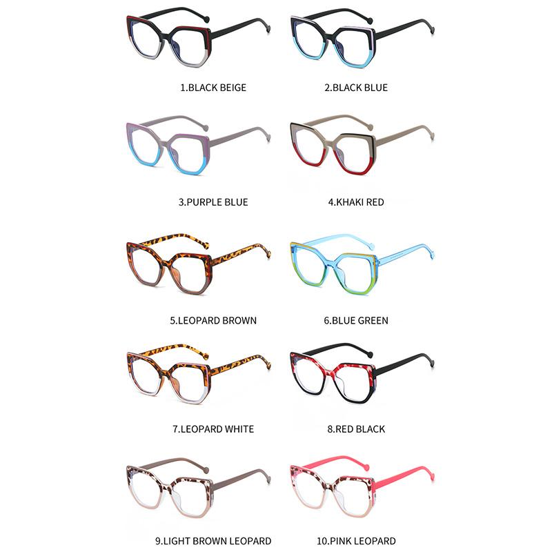 2026 New Arrival European American INS Color Block Polygon Eyeglass Frame Fashion Anti Blue Light Plain Glasses