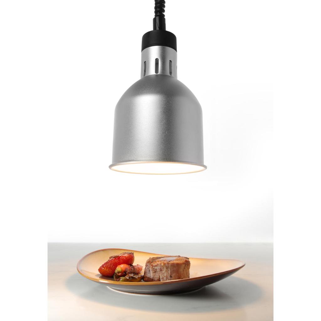 Food Warmer Lamp - Hanging Cylindrical Conical Silver 250W