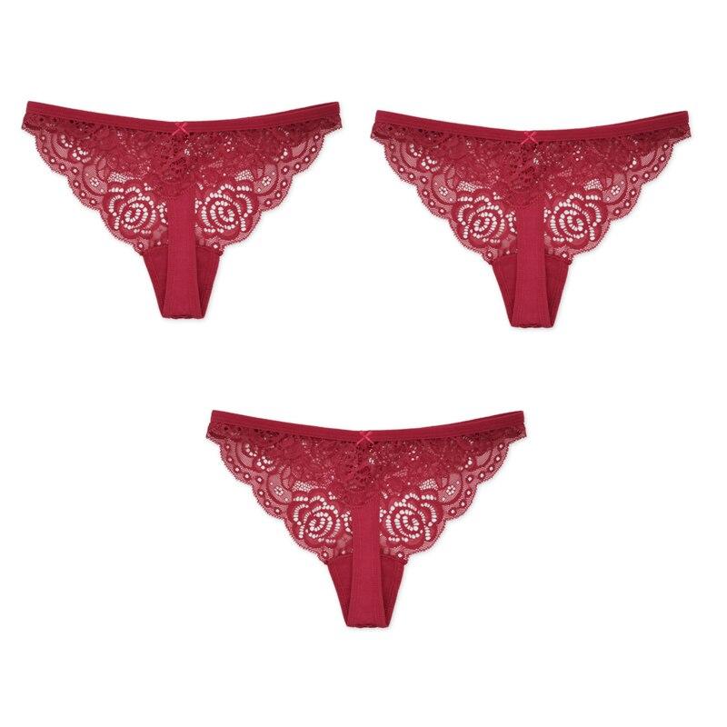 3Pcs/Set Julexy Big Thongs Lace Sexy Women Panties Solid Plus Size Hollow Out Underwear G-string 1XL-4XL Lingerie for Women