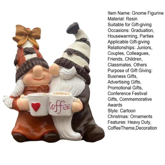 Кофейная пара, фигурка гнома, статуэтка гнома из смолы, безликая скульптура эльфа, рождественский домашний офис, кафе, кофейный бар, украшение для рабочего стола, орнамент