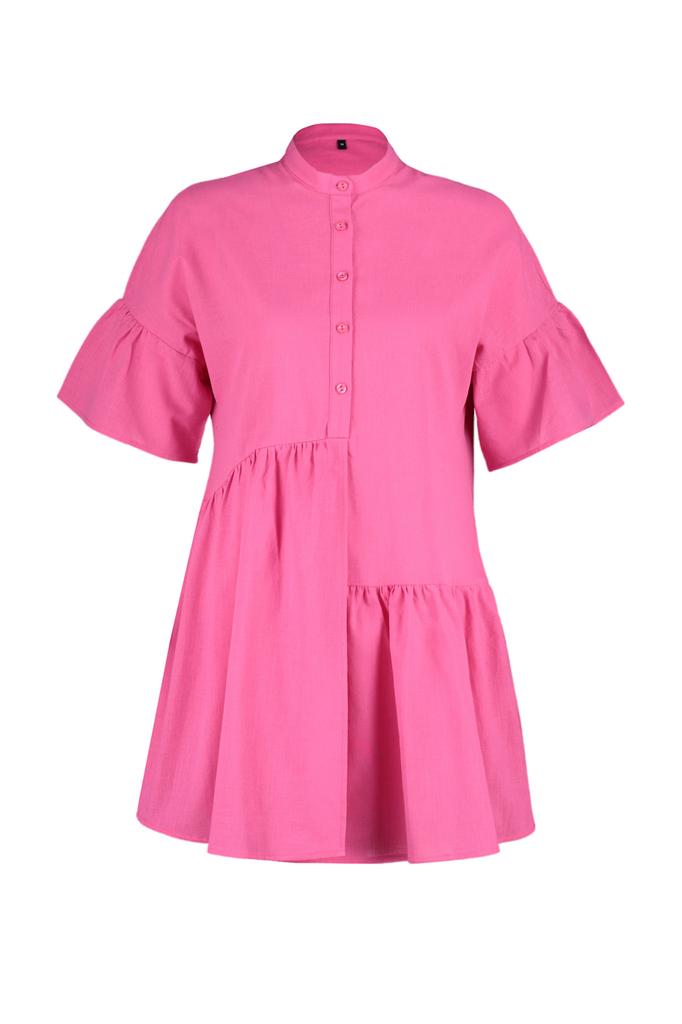 Women's Dress New Season Fashion Pink Wide Fit Mini Woven Ruffle Beach Dress