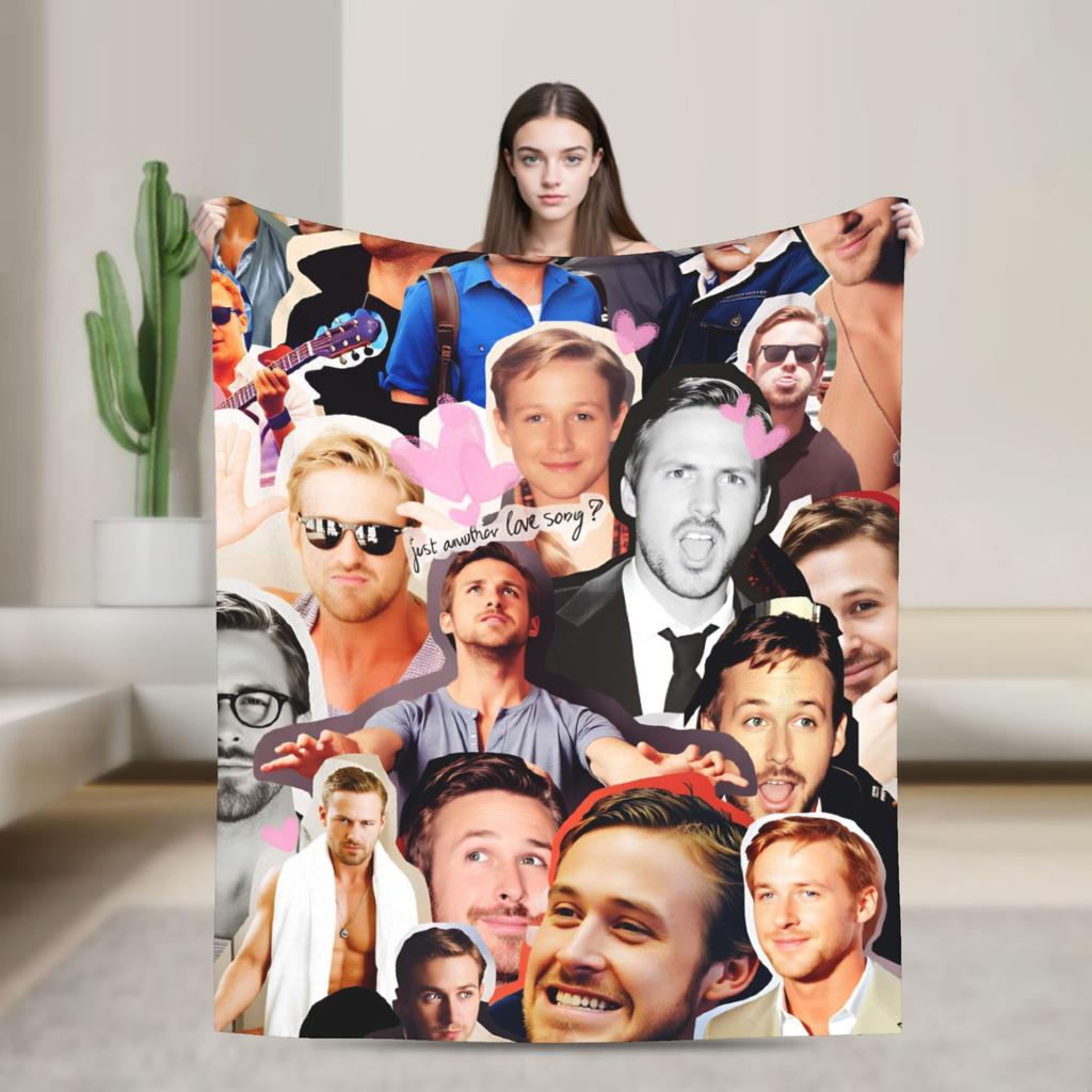 Ryan Gosling Collage Warm Soft Blanket Funny Travel Office Throw Blanket Couch Bed Flannel Bedspread Sofa Bed Cover