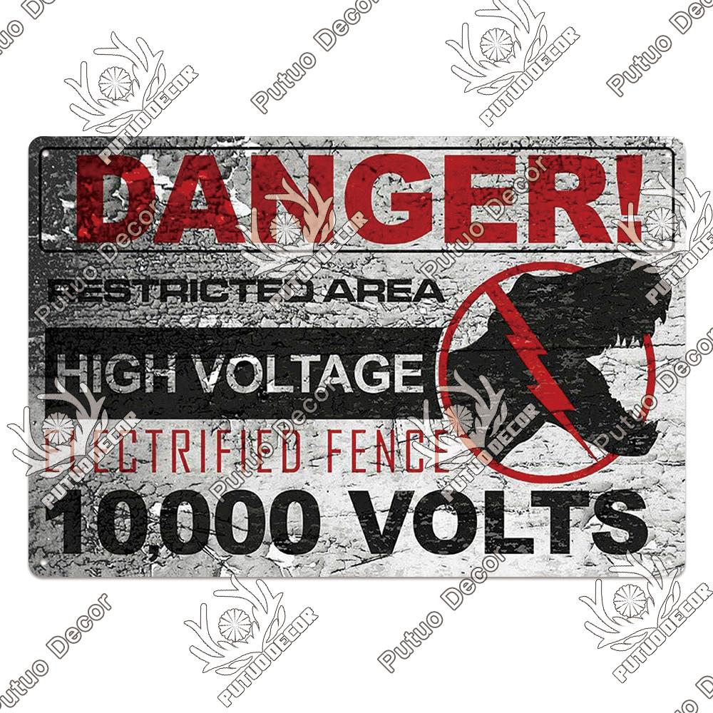 Putuo Decor Warning Vintage Metal Sign Plaque Metal Retro Tin Sign for Bar Club Park Backyard Home Man Cave Wall Decor