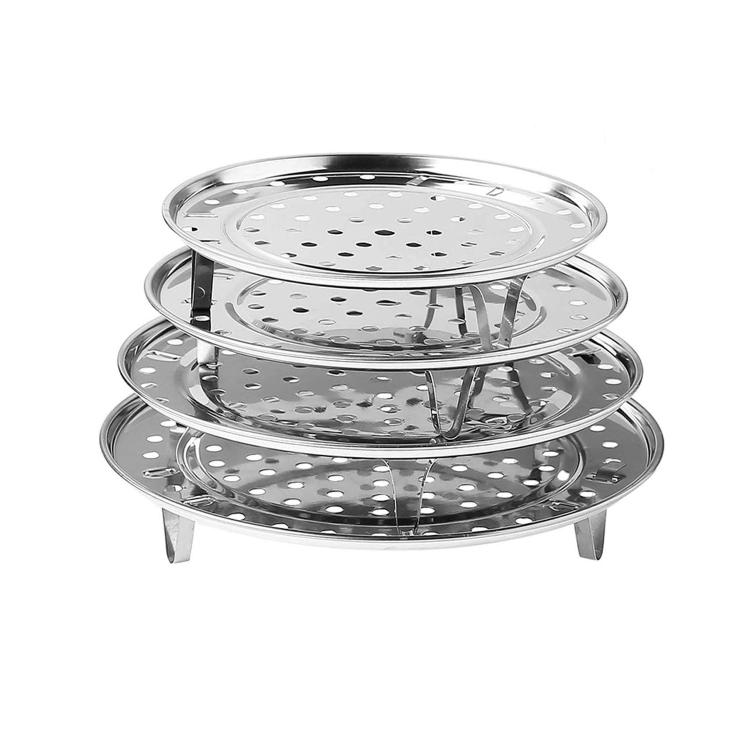 Round Stainless Steamer Rack 4 Pack Diameter Canner Steaming Rack Stand Cooking Ware Food Vegetable Steam Basket Tray Insert for Cooker Pot Wok