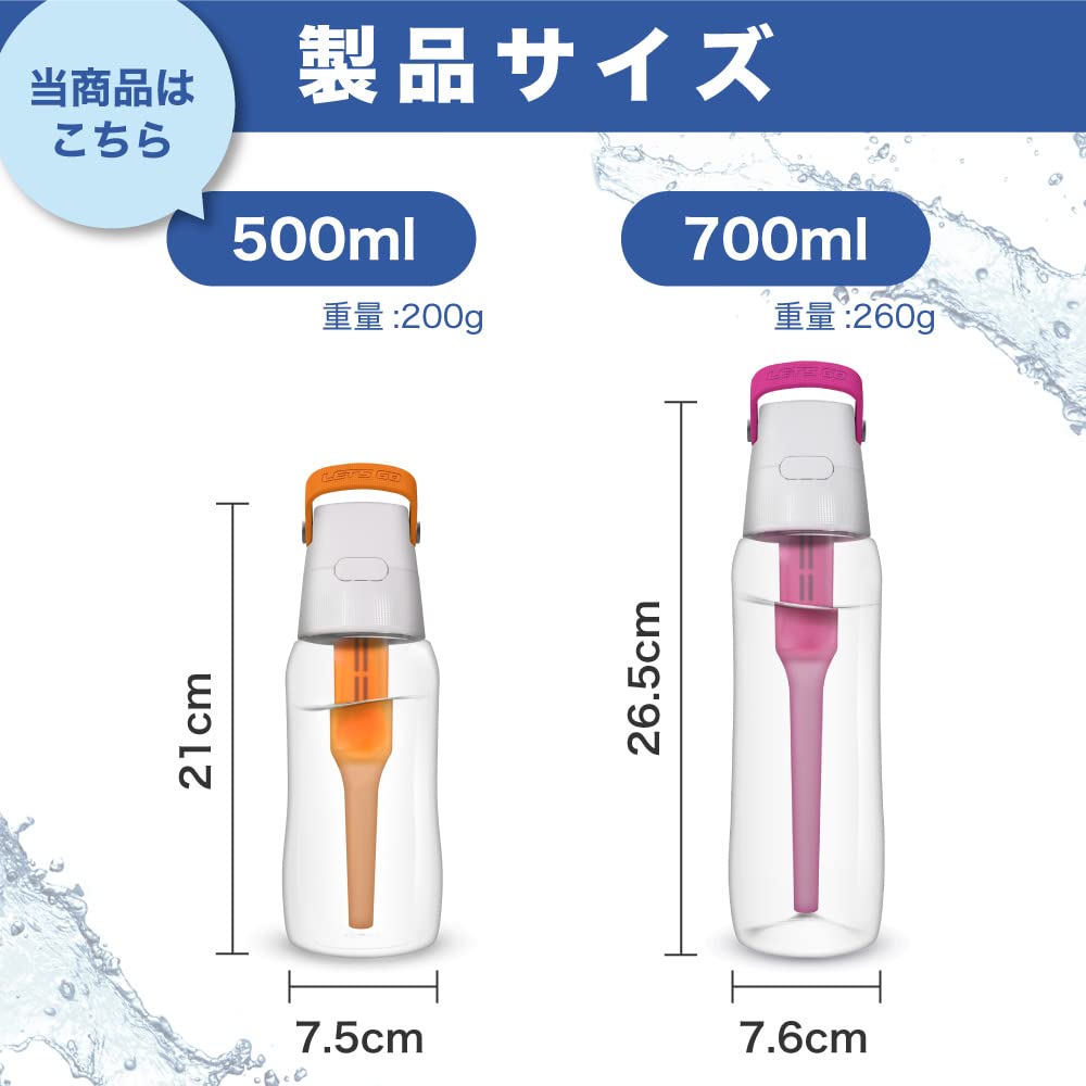 DAFI Water Purification Bottle SOLID Portable Bottle Type Water Purifier Water Bottle with 1 Cartridge Japanese Dark [Genuine Product] (500ml, Gray)