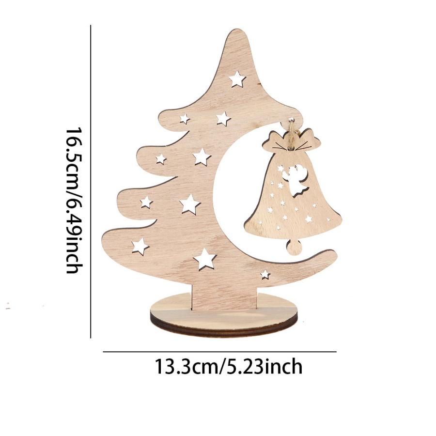 1pcWooden Christmas Tree Ornaments Hollow Christmas Tree Star Bell OrnamentsDIYPendant Desktop Display Party Gift